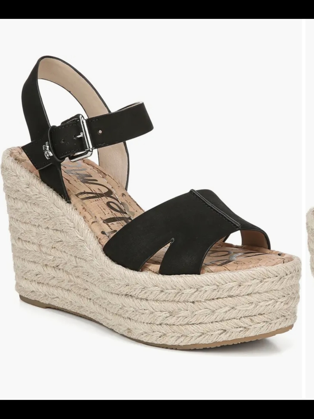 Sam Edelman Black Espadrille Platform Wedge Sandals